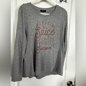 Modern Canvas Pumpkin Spice Is My Favorite Season Grey Top Women’s XL EUC